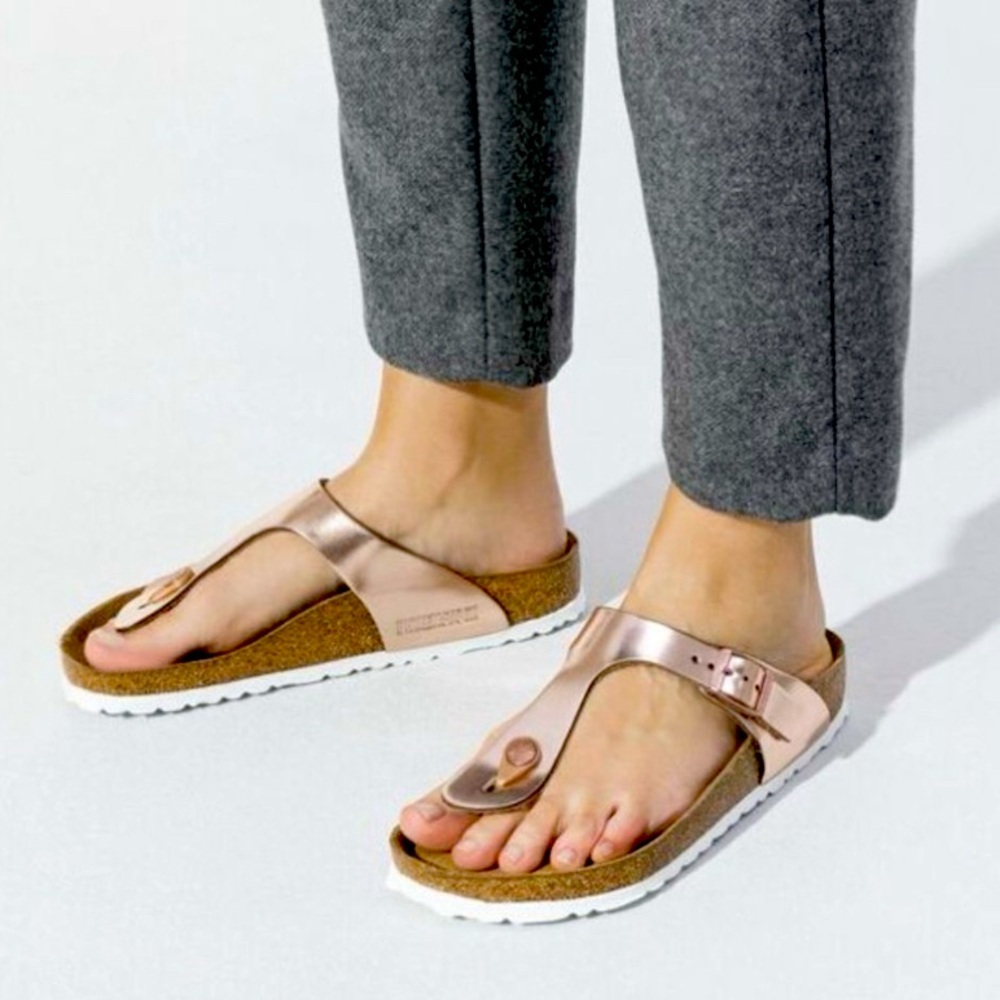 Birkenstock Gizeh Soft Footbed Metallic Leather Sandals